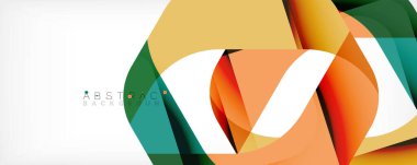 Geometrik soyut arkaplan - beyaz üzerine çok renkli soyut şekiller. Duvar Kağıdı, Sancak, Arkaplan, İniş Sayfası için Vektör İllüstrasyonu