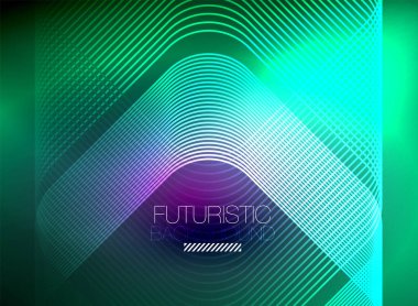 Neon rengi kare çizgileri soyut arkaplan. Parlak sihirli enerji ve hareket konsepti, vektör soyut duvar kağıdı arkaplanı