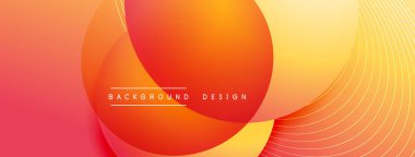 Gölgeli gradyan daireler. Vektör tekno soyut arka plan. Modern üstüste bindirme formları duvar kağıdı arkaplanı, tasarım şablonu