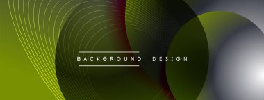 Gölgeli gradyan daireler. Vektör tekno soyut arka plan. Modern üstüste bindirme formları duvar kağıdı arkaplanı, tasarım şablonu