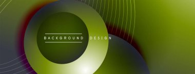 Gölgeli gradyan daireler. Vektör tekno soyut arka plan. Modern üstüste bindirme formları duvar kağıdı arkaplanı, tasarım şablonu