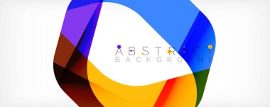 Asgari soyut arkaplan - beyaz üzerine gölge çizgileri ile örtüşen renk şekilleri. Duvar Kağıdı, Sancak, Arkaplan, İniş Sayfası için Vektör İllüstrasyonu