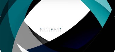 Geometrik soyut arkaplan. Üst üste binen renk şekilleriyle çember oluşturuldu. Duvar Kağıdı, Sancak, Arkaplan, İniş Sayfası için Vektör İllüstrasyonu