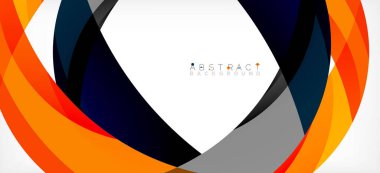 Geometrik soyut arkaplan. Üst üste binen renk şekilleriyle çember oluşturuldu. Duvar Kağıdı, Sancak, Arkaplan, İniş Sayfası için Vektör İllüstrasyonu