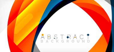 Geometrik soyut arkaplan. Üst üste binen renk şekilleriyle çember oluşturuldu. Duvar Kağıdı, Sancak, Arkaplan, İniş Sayfası için Vektör İllüstrasyonu