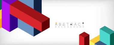 Soyut arkaplan. 3 boyutlu küp, küp elementler ve bloklar. Duvar kağıdı, afiş, arkaplan, iniş sayfası için tekno veya iş konsepti