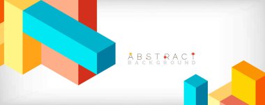 Soyut arkaplan. 3 boyutlu küp, küp elementler ve bloklar. Duvar kağıdı, afiş, arkaplan, iniş sayfası için tekno veya iş konsepti