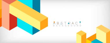 Soyut arkaplan. 3 boyutlu küp, küp elementler ve bloklar. Duvar kağıdı, afiş, arkaplan, iniş sayfası için tekno veya iş konsepti