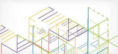 Soyut arkaplan. Beyaz arkaplanda renk çizgileri. Doğrusal soyut kompozisyon. Duvar kağıdı, afiş, arkaplan, iniş sayfası için tekno veya iş konsepti