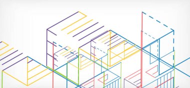 Soyut arkaplan. Beyaz arkaplanda renk çizgileri. Doğrusal soyut kompozisyon. Duvar kağıdı, afiş, arkaplan, iniş sayfası için tekno veya iş konsepti