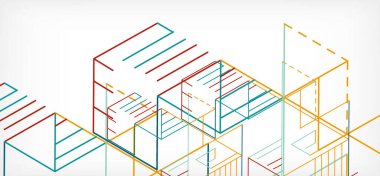 Soyut arkaplan. Beyaz arkaplanda renk çizgileri. Doğrusal soyut kompozisyon. Duvar kağıdı, afiş, arkaplan, iniş sayfası için tekno veya iş konsepti