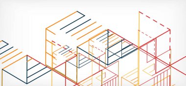 Soyut arkaplan. Beyaz arkaplanda renk çizgileri. Doğrusal soyut kompozisyon. Duvar kağıdı, afiş, arkaplan, iniş sayfası için tekno veya iş konsepti