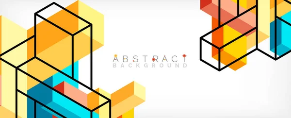 Fondo abstracto. 3d cubos, elementos cúbicos y bloques. Techno o concepto de negocio para fondo de pantalla, banner, fondo, landing page — Vector de stock