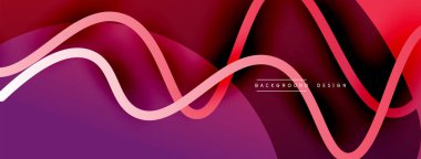 Gölge efektli dalga çizgisi olan soyut gradyan arkaplan. Geometrik bileşim. 3B gölge efektleri ve sıvı eğimleri