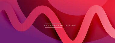 Gölge efektli dalga çizgisi olan soyut gradyan arkaplan. Geometrik bileşim. 3B gölge efektleri ve sıvı eğimleri