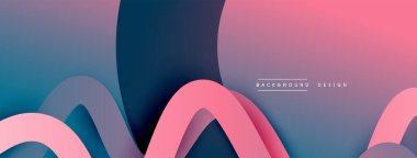 Gölge efektli dalga çizgisi olan soyut gradyan arkaplan. Geometrik bileşim. 3B gölge efektleri ve sıvı eğimleri