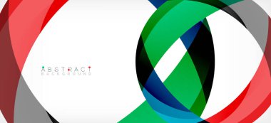 Geometrik soyut arkaplan. Üst üste binen renk şekilleriyle çember oluşturuldu. Duvar Kağıdı, Sancak, Arkaplan, İniş Sayfası için Vektör İllüstrasyonu