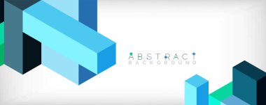 Soyut arkaplan. 3 boyutlu küp, küp elementler ve bloklar. Duvar kağıdı, afiş, arkaplan, iniş sayfası için tekno veya iş konsepti