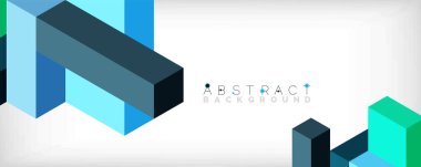 Soyut arkaplan. 3 boyutlu küp, küp elementler ve bloklar. Duvar kağıdı, afiş, arkaplan, iniş sayfası için tekno veya iş konsepti