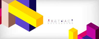 Soyut arkaplan. 3 boyutlu küp, küp elementler ve bloklar. Duvar kağıdı, afiş, arkaplan, iniş sayfası için tekno veya iş konsepti