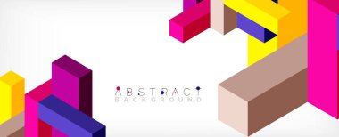 Soyut arkaplan. 3 boyutlu küp, küp elementler ve bloklar. Duvar kağıdı, afiş, arkaplan, iniş sayfası için tekno veya iş konsepti