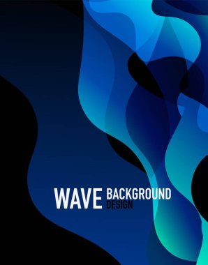 Dikey akışkan eğimli dalga soyut arkaplanı. Karanlıkta parlak renk dalgaları. Duvar Kağıdı, Sancak, Arkaplan, İniş Sayfası için Vektör İllüstrasyonu