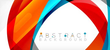 Geometrik soyut arkaplan. Üst üste binen renk şekilleriyle çember oluşturuldu. Duvar Kağıdı, Sancak, Arkaplan, İniş Sayfası için Vektör İllüstrasyonu