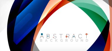 Geometrik soyut arkaplan. Üst üste binen renk şekilleriyle çember oluşturuldu. Duvar Kağıdı, Sancak, Arkaplan, İniş Sayfası için Vektör İllüstrasyonu