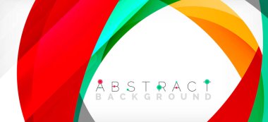 Geometrik soyut arkaplan. Üst üste binen renk şekilleriyle çember oluşturuldu. Duvar Kağıdı, Sancak, Arkaplan, İniş Sayfası için Vektör İllüstrasyonu