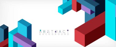 Soyut arkaplan. 3 boyutlu küp, küp elementler ve bloklar. Duvar kağıdı, afiş, arkaplan, iniş sayfası için tekno veya iş konsepti