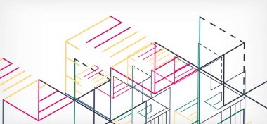 Soyut arkaplan. Beyaz arkaplanda renk çizgileri. Doğrusal soyut kompozisyon. Duvar kağıdı, afiş, arkaplan, iniş sayfası için tekno veya iş konsepti