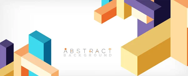 Fondo abstracto. 3d cubos, elementos cúbicos y bloques. Techno o concepto de negocio para fondo de pantalla, banner, fondo, landing page — Vector de stock