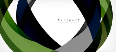 Geometrik soyut arkaplan. Üst üste binen renk şekilleriyle çember oluşturuldu. Duvar Kağıdı, Sancak, Arkaplan, İniş Sayfası için Vektör İllüstrasyonu