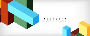 Soyut arkaplan. 3 boyutlu küp, küp elementler ve bloklar. Duvar kağıdı, afiş, arkaplan, iniş sayfası için tekno veya iş konsepti