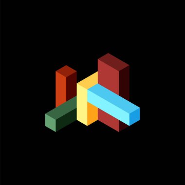 Soyut arkaplan. 3 boyutlu küp, küp elementler ve bloklar. Duvar kağıdı, afiş, arkaplan, iniş sayfası için tekno veya iş konsepti