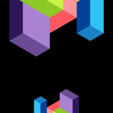 Soyut arkaplan. 3 boyutlu küp, küp elementler ve bloklar. Duvar kağıdı, afiş, arkaplan, iniş sayfası için tekno veya iş konsepti