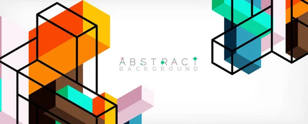 Fondo abstracto. 3d cubos, elementos cúbicos y bloques. Techno o concepto de negocio para fondo de pantalla, banner, fondo, landing page — Vector de stock