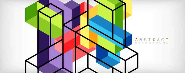 Fondo abstracto. 3d cubos, elementos cúbicos y bloques. Techno o concepto de negocio para fondo de pantalla, banner, fondo, landing page — Archivo Imágenes Vectoriales