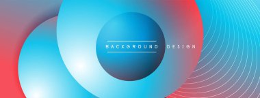 Gölgeli gradyan daireler. Vektör tekno soyut arka plan. Modern üstüste bindirme formları duvar kağıdı arkaplanı, tasarım şablonu