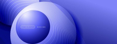 Gölgeli gradyan daireler. Vektör tekno soyut arka plan. Modern üstüste bindirme formları duvar kağıdı arkaplanı, tasarım şablonu