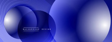 Gölgeli gradyan daireler. Vektör tekno soyut arka plan. Modern üstüste bindirme formları duvar kağıdı arkaplanı, tasarım şablonu