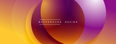 Gölgeli gradyan daireler. Vektör tekno soyut arka plan. Modern üstüste bindirme formları duvar kağıdı arkaplanı, tasarım şablonu