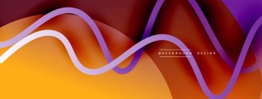 Gölge efektli dalga çizgisi olan soyut gradyan arkaplan. Geometrik bileşim. 3B gölge efektleri ve sıvı eğimleri