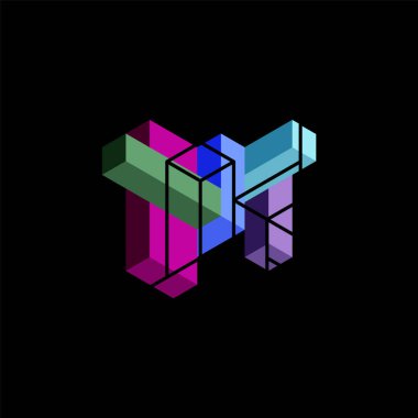 Soyut arkaplan. 3 boyutlu küp, küp elementler ve bloklar. Duvar kağıdı, afiş, arkaplan, iniş sayfası için tekno veya iş konsepti