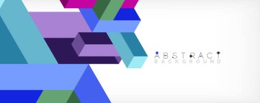 Soyut arkaplan. 3 boyutlu küp, küp elementler ve bloklar. Duvar kağıdı, afiş, arkaplan, iniş sayfası için tekno veya iş konsepti