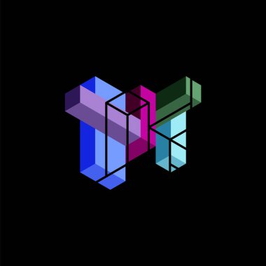 Soyut arkaplan. 3 boyutlu küp, küp elementler ve bloklar. Duvar kağıdı, afiş, arkaplan, iniş sayfası için tekno veya iş konsepti