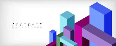 Soyut arkaplan. 3 boyutlu küp, küp elementler ve bloklar. Duvar kağıdı, afiş, arkaplan, iniş sayfası için tekno veya iş konsepti