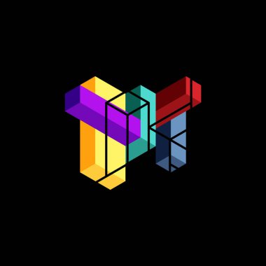 Soyut arkaplan. 3 boyutlu küp, küp elementler ve bloklar. Duvar kağıdı, afiş, arkaplan, iniş sayfası için tekno veya iş konsepti