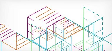 Soyut arkaplan. Beyaz arkaplanda renk çizgileri. Doğrusal soyut kompozisyon. Duvar kağıdı, afiş, arkaplan, iniş sayfası için tekno veya iş konsepti