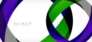 Geometrik soyut arkaplan. Üst üste binen renk şekilleriyle çember oluşturuldu. Duvar Kağıdı, Sancak, Arkaplan, İniş Sayfası için Vektör İllüstrasyonu